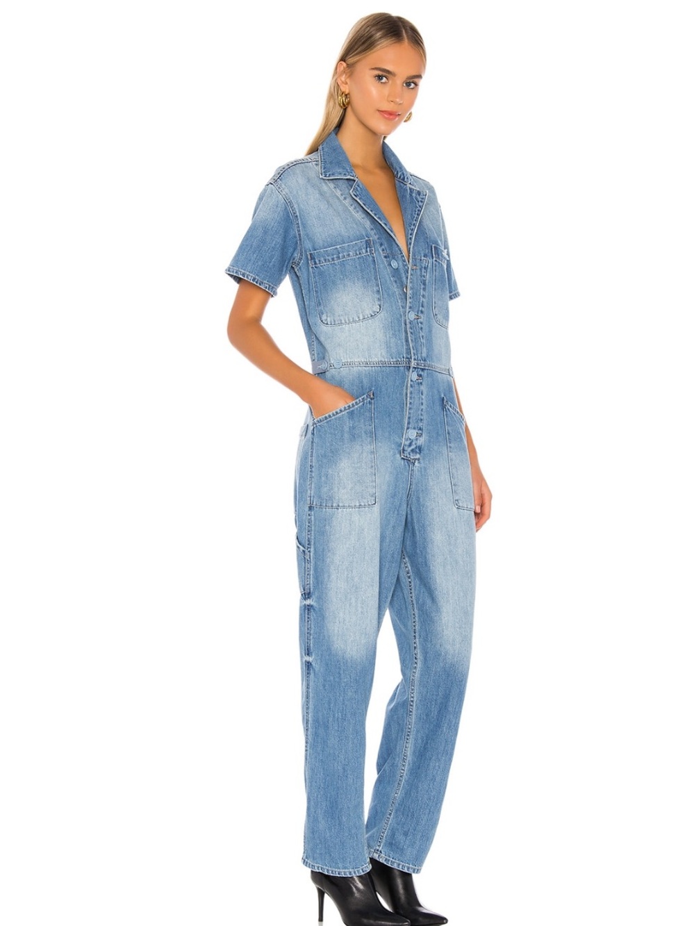 Grover Short Sleeve Field Jumpsuit In Disoriented In Blue - Picture 2 of 6